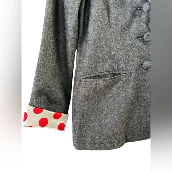 Tulle red polkadot grey blazer jacket - Picture 4 of 6